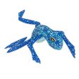 Blue Oaxaca Frog Alebrije Style Frog Figurine Wood Sculpture Crafted by Hand For Discount