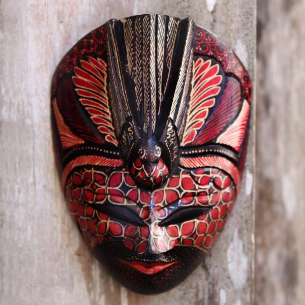 Bird Lord Bird-Themed Batik Wood Mask from Java Supply