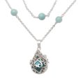 Blue Lace Angel Chime Silver Amazonite and Blue Enamel Harmony Ball Necklace on Sale