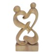 Balanced Hearts Abstract Crocodile Wood Statuette of Loving Couple from Bali Online now