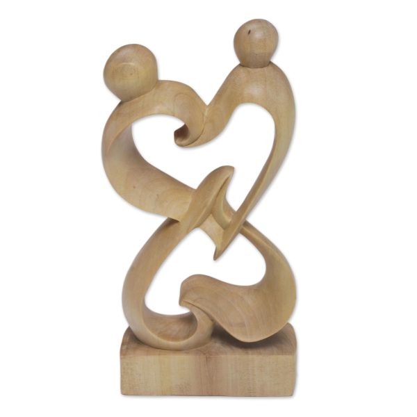 Balanced Hearts Abstract Crocodile Wood Statuette of Loving Couple from Bali Online now