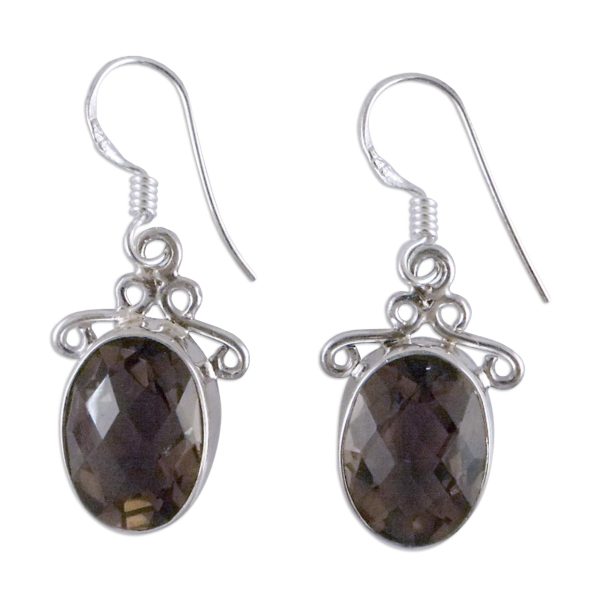 At Twilight Women s Sterling Silver and Smoky Quartz Earrings Online now