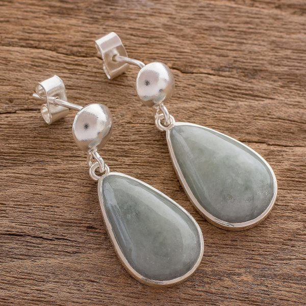 Apple Green Magnificent Drops Light Green Jade Dangle Earrings from Guatemala For Cheap