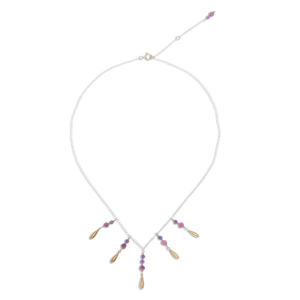 Aria Tourmaline and Amethyst Pendant Waterfall Necklace Sale