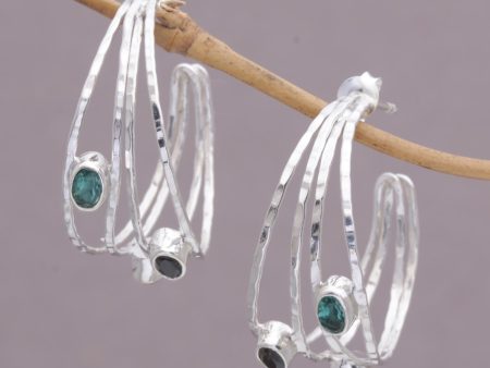 Bold Majesty Multi-Gemstone and Sterling Silver Half-Hoop Earrings Online