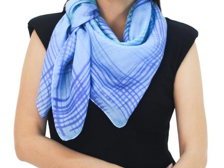 Blue Plaid Thai Blue and Green Square 100% Silk Hand Dyed Scarf Online Hot Sale