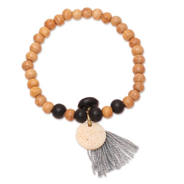 Blissful Bohemian Bone Beaded Stretch Bracelet from India For Discount