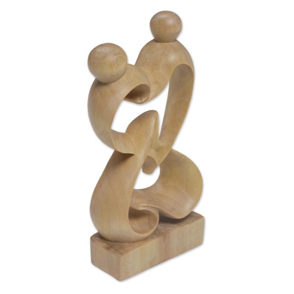 Balanced Hearts Abstract Crocodile Wood Statuette of Loving Couple from Bali Online now