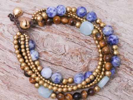 Bohemian Melange Sodalite and Tiger s Eye Beaded Bracelet from Thailand Fashion