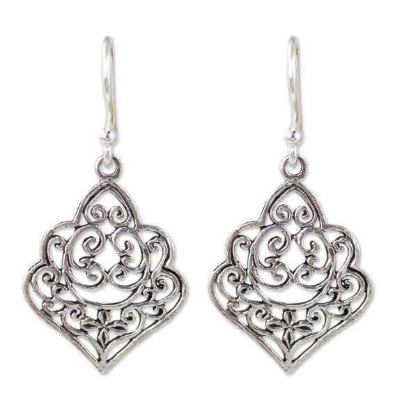 Arabesque Thai Handmade Ornate Sterling Silver Dangle Earrings Online Hot Sale