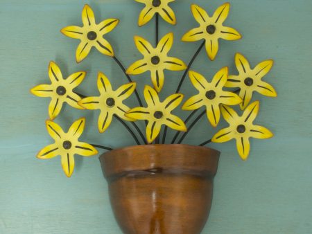 Black-Eyed Susan Yellow Flower Iron Wall Sculpture Crafted by Hand For Sale