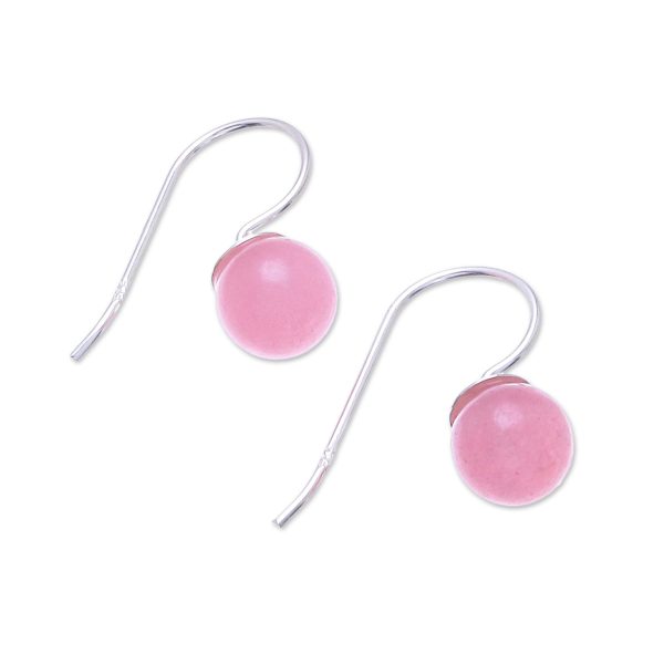 Beautiful Orbs Round Rose Quartz Drop Earrings from Thailand Online Hot Sale