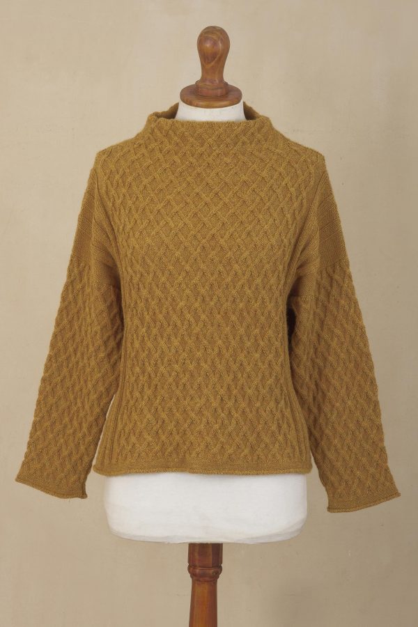 Antique Gold Trellis Women s Antique Gold 100% Alpaca Sweater Discount