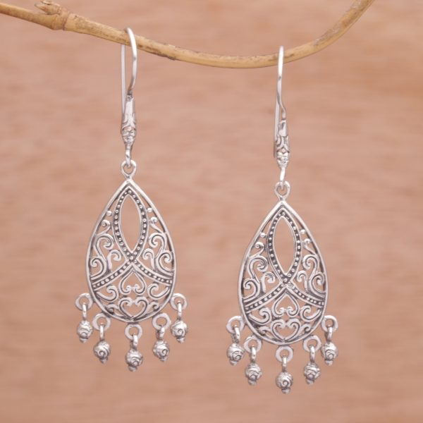 Ballroom Crest Artisan Handmade 925 Sterling Silver Chandelier Earrings For Cheap