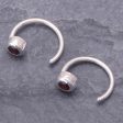 Back to Front Petite Thai Sterling Silver Half Hoop Earrings with Garnets Supply