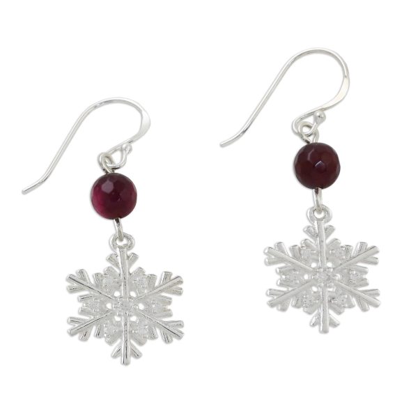 Winter Wonderland Sterling Silver Snowflake Earrings with Chalcedony Supply