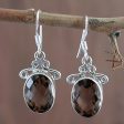 At Twilight Women s Sterling Silver and Smoky Quartz Earrings Online now