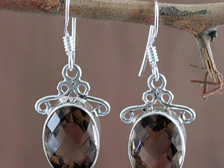 At Twilight Women s Sterling Silver and Smoky Quartz Earrings Online now