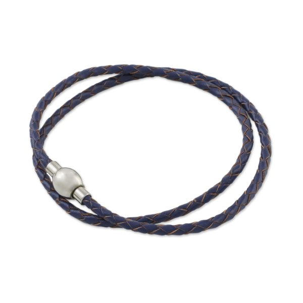 Blue Charm Leather Wrap Bracelet in Blue (15 in.) from Thailand Hot on Sale