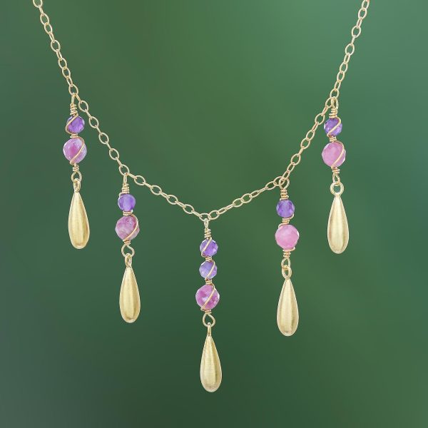 Aria Tourmaline and Amethyst Pendant Waterfall Necklace Sale