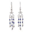 Blue Curls Sodalite and Sterling Silver Chandelier Earrings from Peru Online now