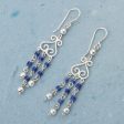 Blue Curls Sodalite and Sterling Silver Chandelier Earrings from Peru Online now