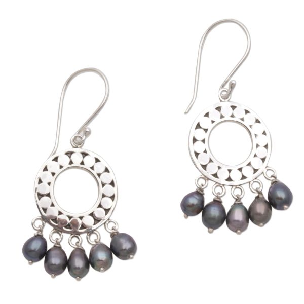 Black Moon Aura Sterling Silver Pearl Chandelier Earrings Online Hot Sale