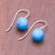 Beautiful Orbs Sterling Silver and Recon. Turquoise Drop Earrings Hot on Sale