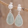 Apple Green Magnificent Drops Light Green Jade Dangle Earrings from Guatemala For Cheap