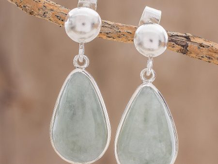 Apple Green Magnificent Drops Light Green Jade Dangle Earrings from Guatemala For Cheap