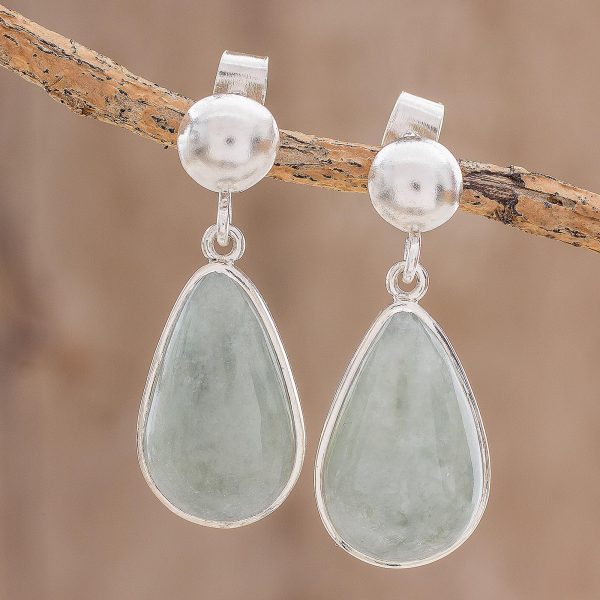 Apple Green Magnificent Drops Light Green Jade Dangle Earrings from Guatemala For Cheap