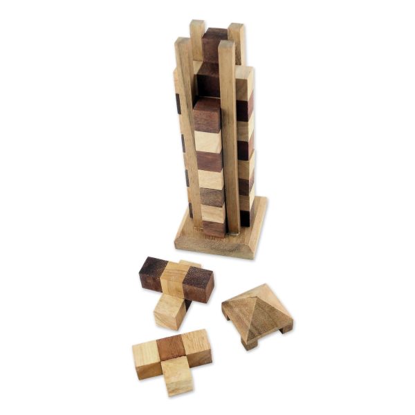 Babylon Tower Hand Made Wood Tower Puzzle Game from Thailand Cheap