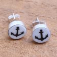 Black Anchor Anchor Motif Bone Stud Earrings from Bali Cheap