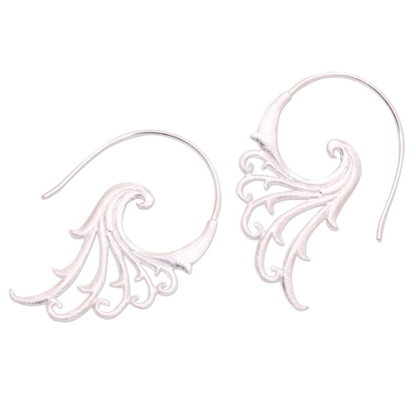 Angelic Wings Curling Motif Sterling Silver Half-Hoop Earrings from Bali Sale