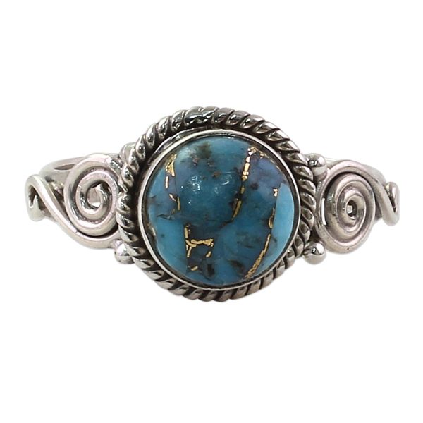 Blue Attunement Sterling Silver and Blue Composite Turquoise Cocktail Ring Discount