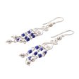 Blue Curls Sodalite and Sterling Silver Chandelier Earrings from Peru Online now