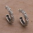 Bali Weave Sterling Silver Half-Hoop Earrings from Bali Discount