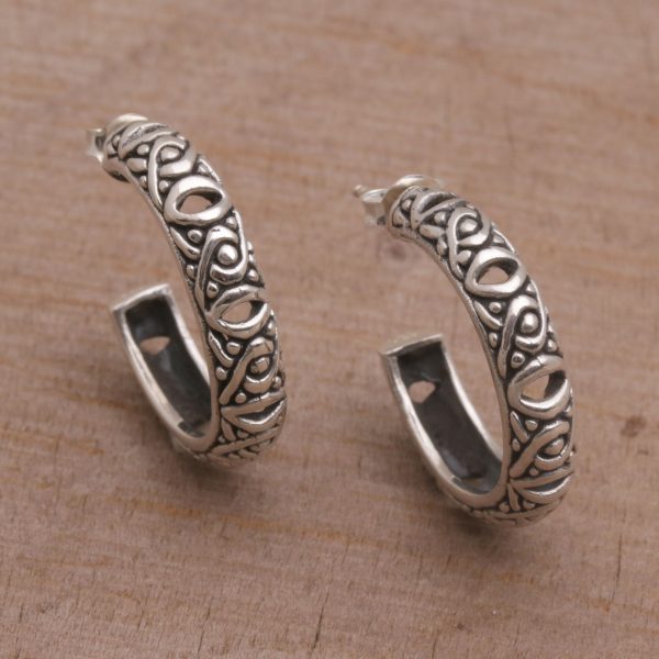 Bali Weave Sterling Silver Half-Hoop Earrings from Bali Discount