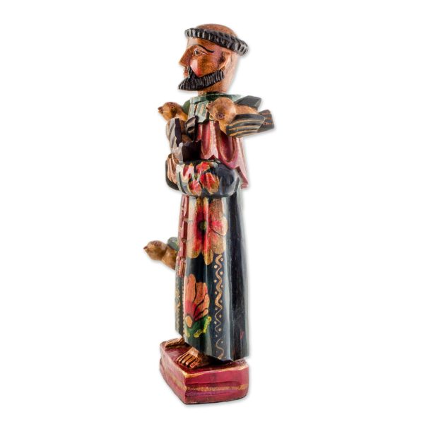 Beloved Saint Hand Painted Pinewood Saint Francis Sculpture Online now