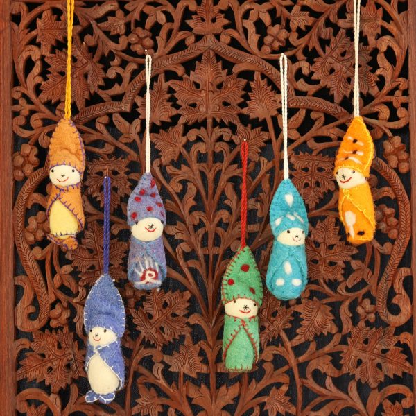 Babies in Snowsuits Set of 6 Handmade Wool Ornaments from India For Cheap