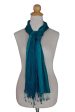 Aqua Turquoise Transition Hand Dyed Pin Tuck Silk Scarf Online now