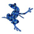 Blue Dancing Frog Artisan Crafted Blue Wood Frog Figurine Sculpture on Sale