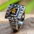 Ayung Terraces Artisan Crafted Engraved Sterling Silver and Citrine Ring Discount