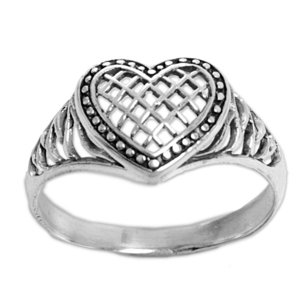 Bali Heart Sterling Silver Heart Shaped Cocktail Ring from Indonesia Online Sale