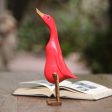 Barefoot Duck Acacia Wood and Bamboo Root Duck Sculpture in Red from Bali Supply