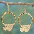 Adorable Hearts Gold Plated 925 Silver & Cubic Zirconia Butterfly Earrings For Sale