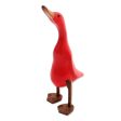 Barefoot Duck Acacia Wood and Bamboo Root Duck Sculpture in Red from Bali Supply