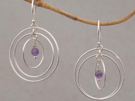 Atoms Amethyst and Sterling Silver Dangle Earrings form Bali Cheap