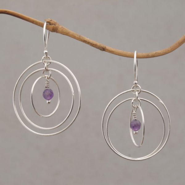 Atoms Amethyst and Sterling Silver Dangle Earrings form Bali Cheap