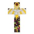 Bird of Hope Hand-Painted Pinewood Wall Cross with a Dove of Peace Cheap